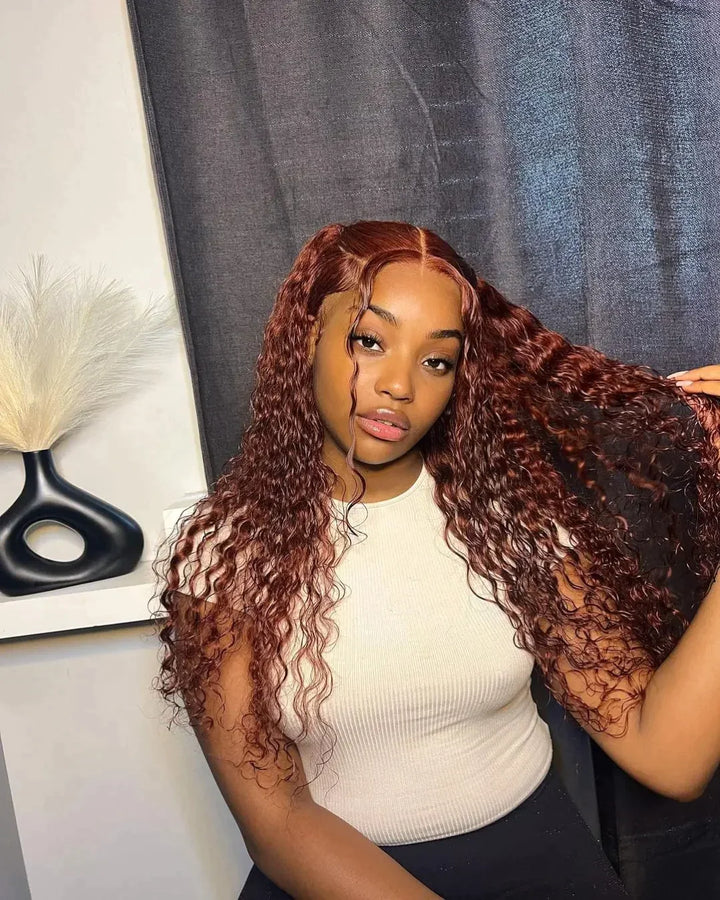 13x6 Reddish Brown Deep Wave Wig