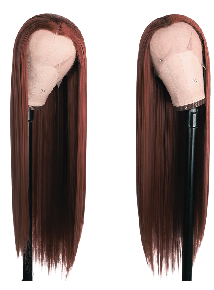 reddish brown straight lace wig