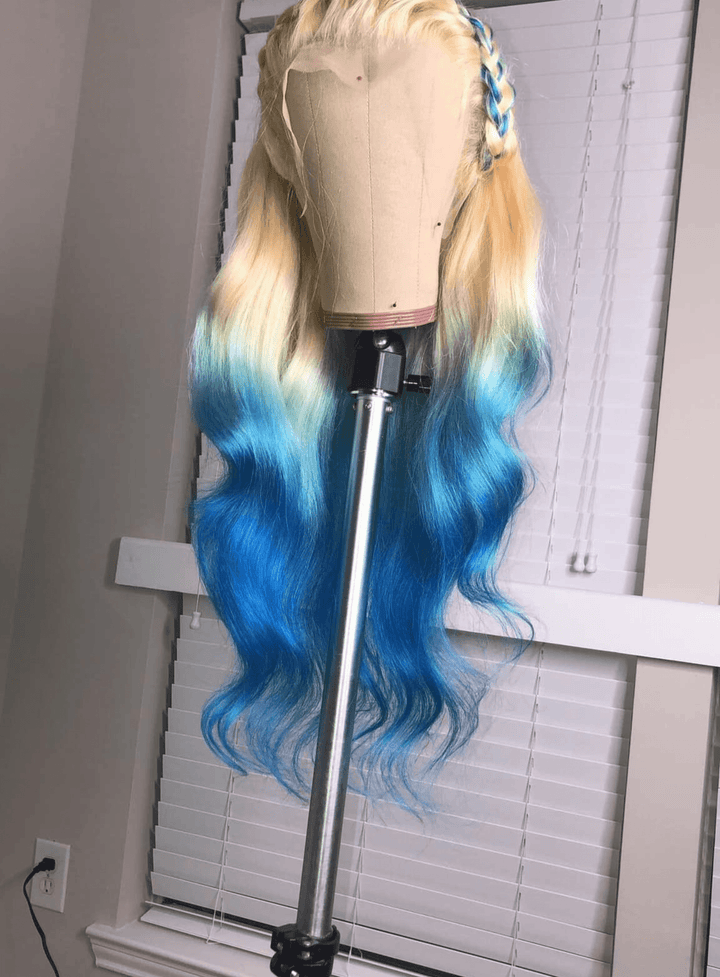 613/Blue Body Wave Lace Wig - Lengths By Rihze' Qire