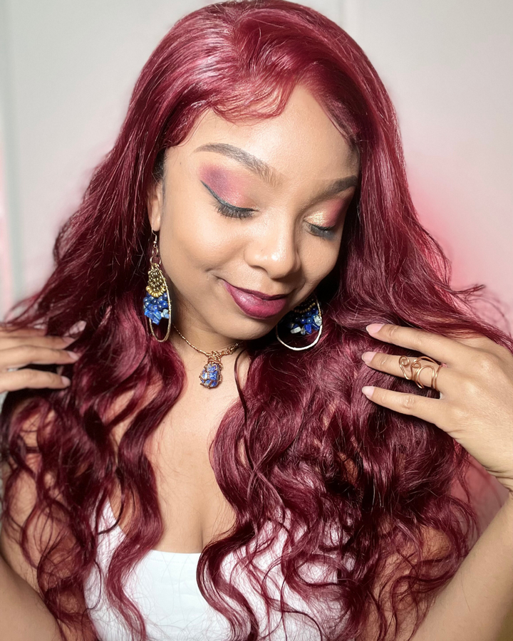 4x4 Burgundy Body Wave Lace Wig