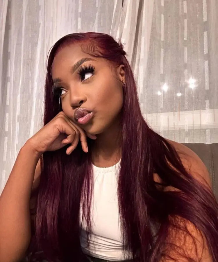 13x6 Burgundy Straight Lace Wig
