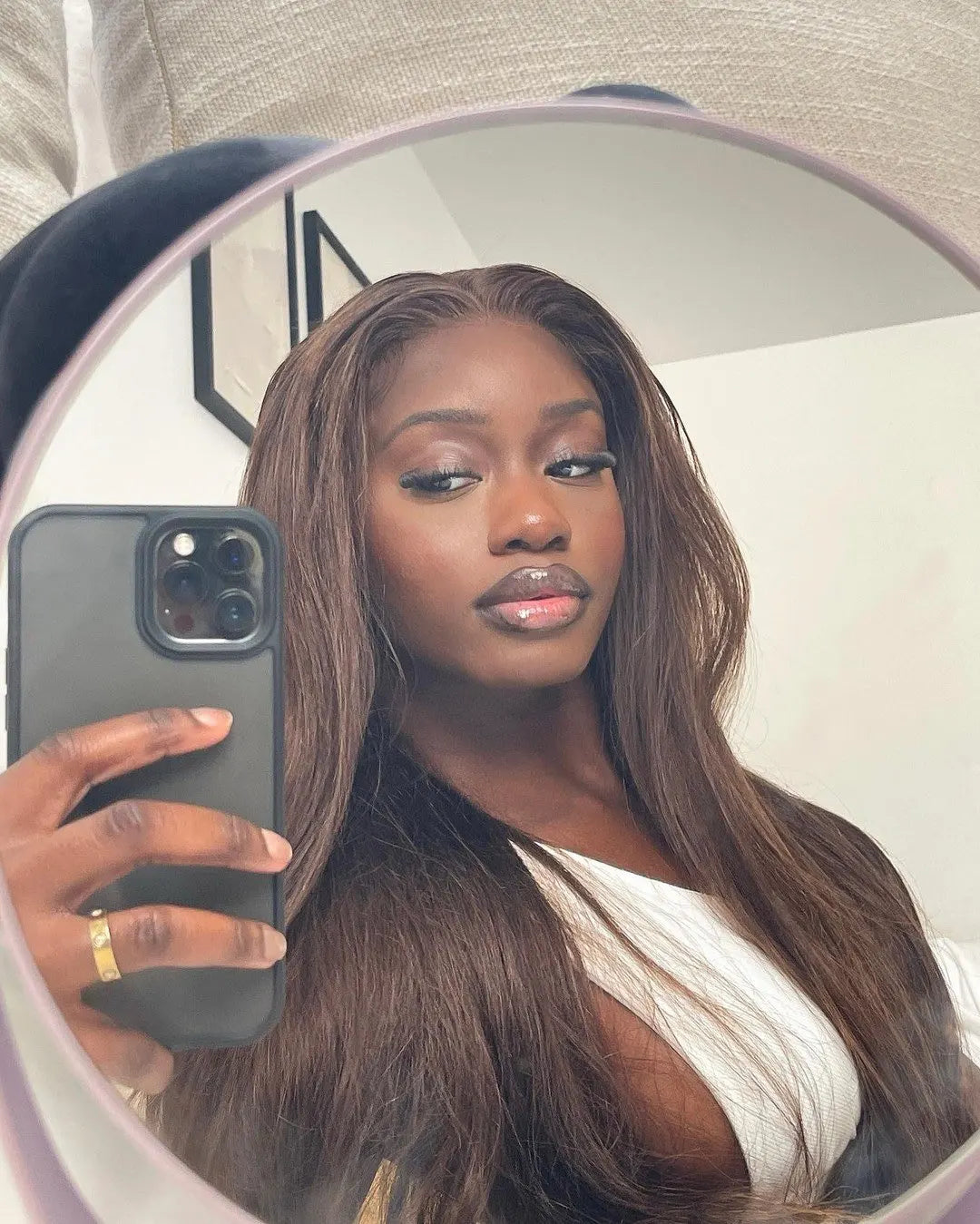 4x4 Chocolate Brown Straight Lace Wig