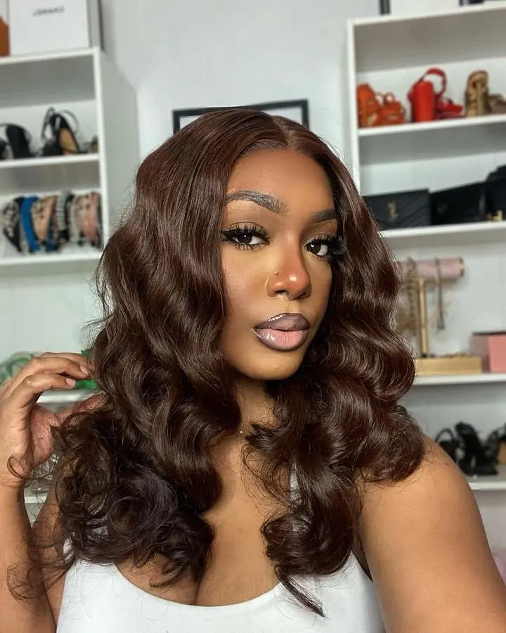 Perruque Body Wave Brun Chocolat