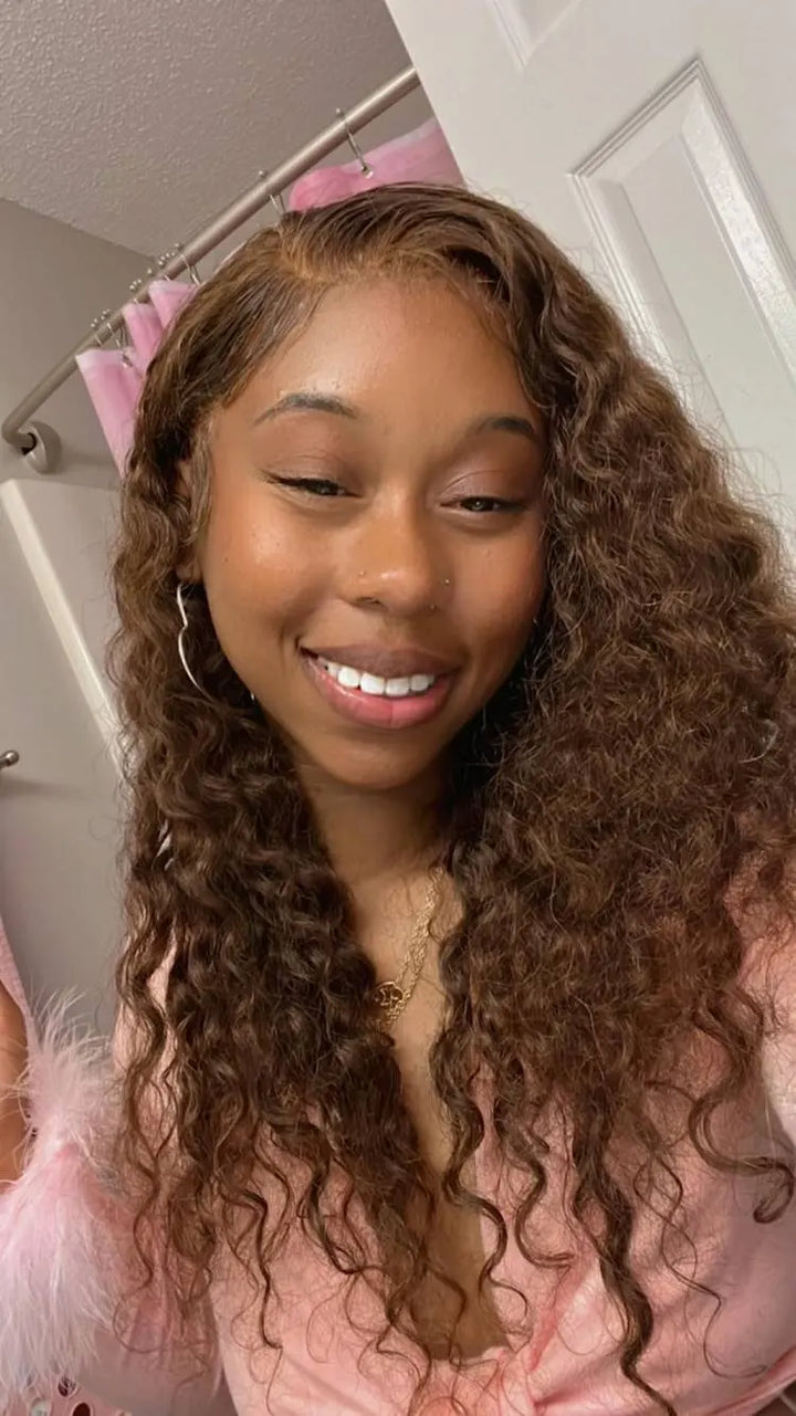 4x4 Deep Wave Chocolate Brown Wig