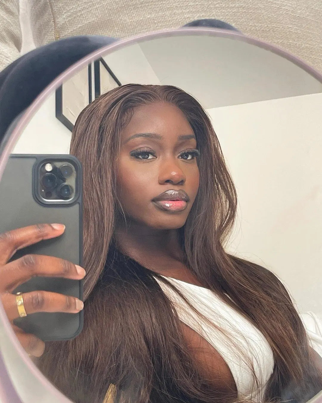 4x4 Chocolate Brown Straight Lace Wig