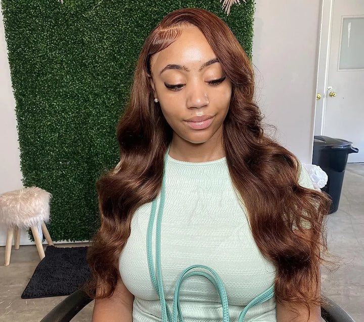 Perruque Body Wave Brun Chocolat