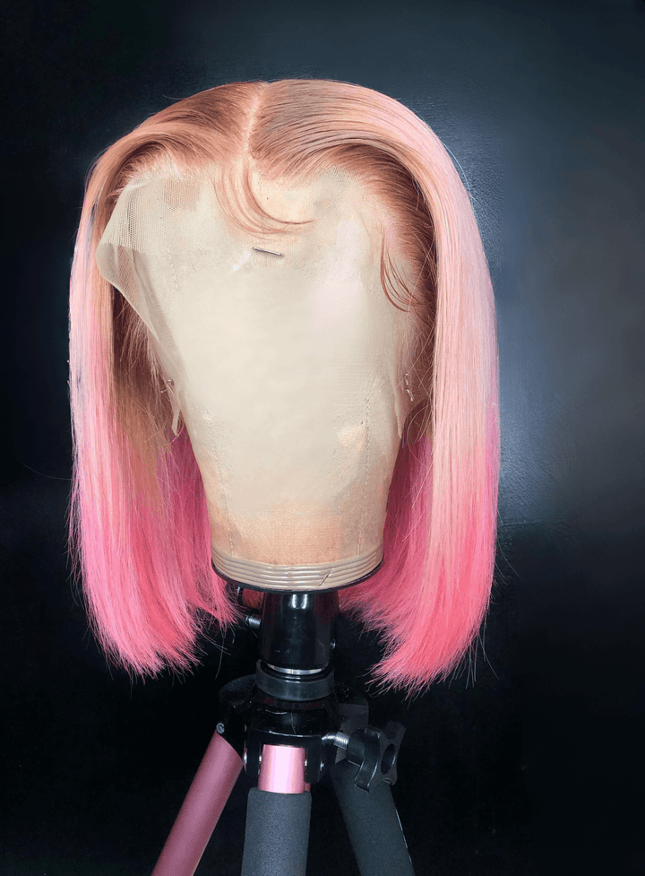 13x4 Pink Ombre Straight BoB Wig 