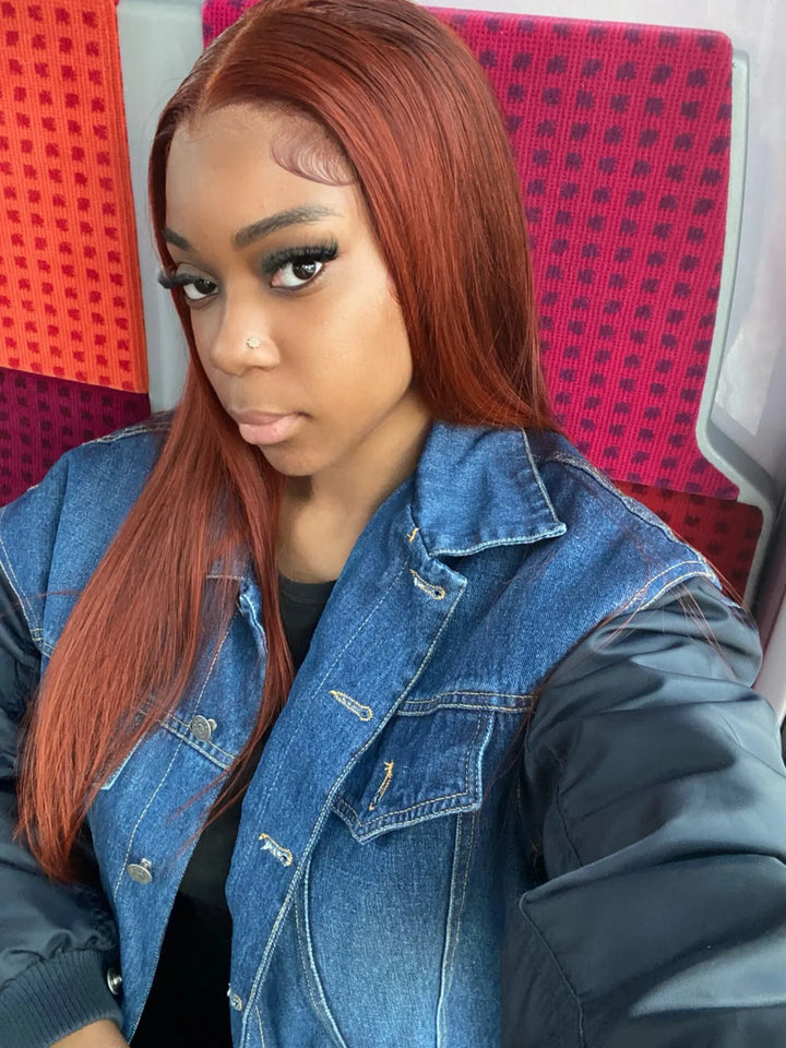 13x4 Reddish Brown Straight Wig