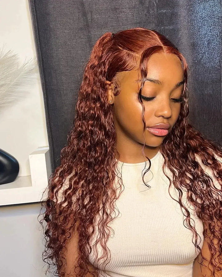4x4 Reddish Brown Deep Wave Wig