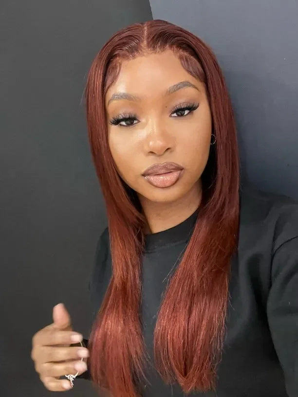 13x4 Reddish Brown Straight Wig