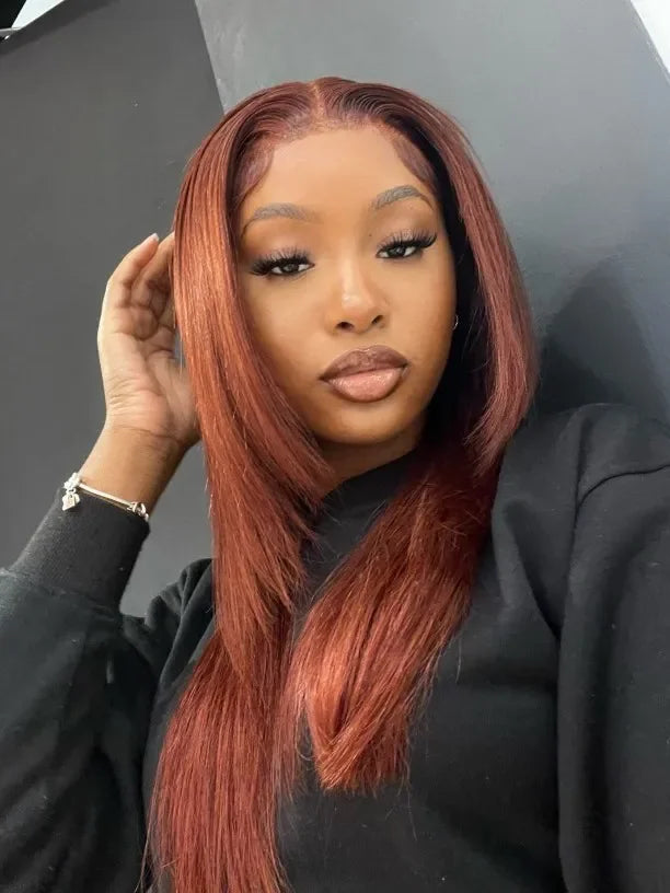 13x4 Reddish Brown Straight Wig