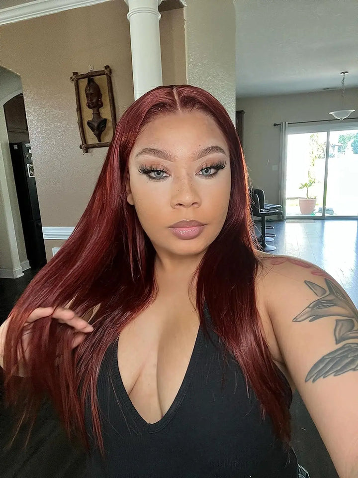 13x4 Reddish Brown Straight Wig