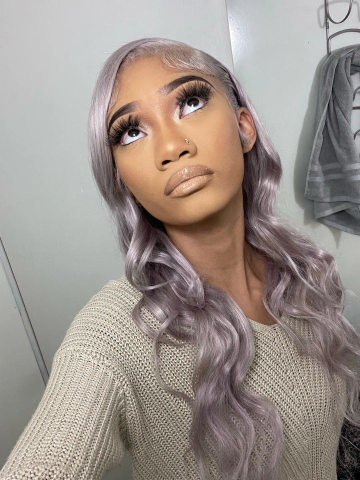 Perruque Lace Wig Body Wave Gris Argenté