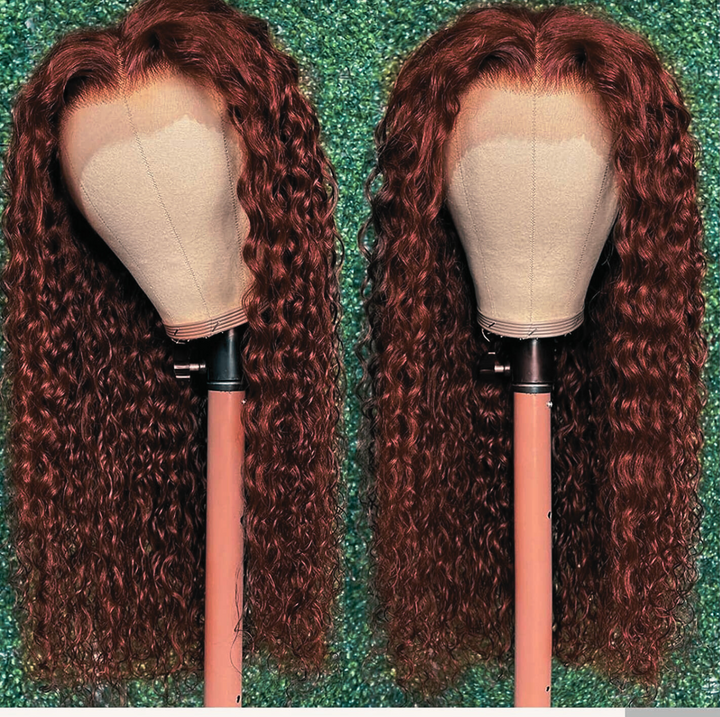 reddish brown deep wave lace wig